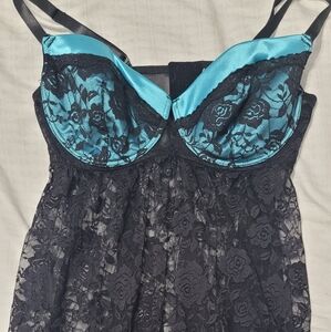 Torrid Blue And Black Lace Babydoll